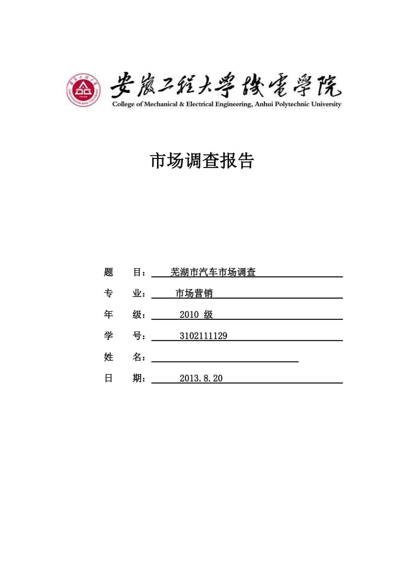 芜湖汽车市场调查报告.doc_第1页