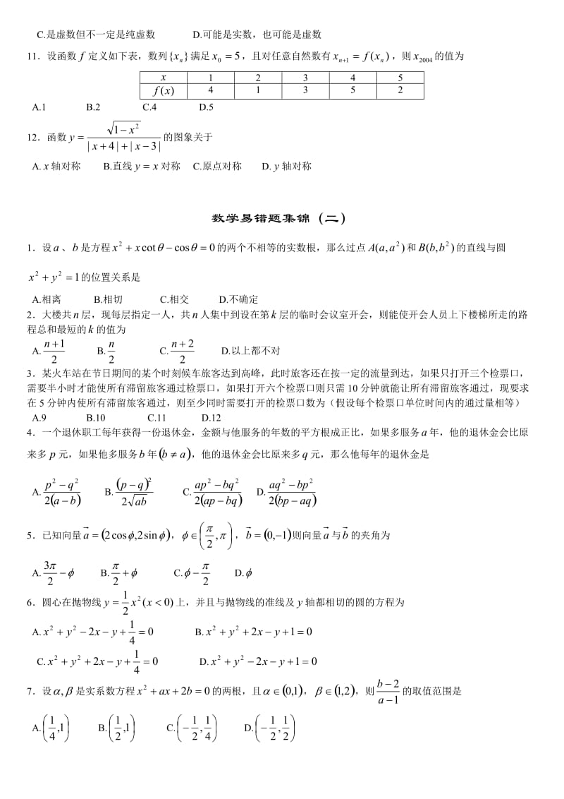 高考考前易错题集锦.doc_第2页