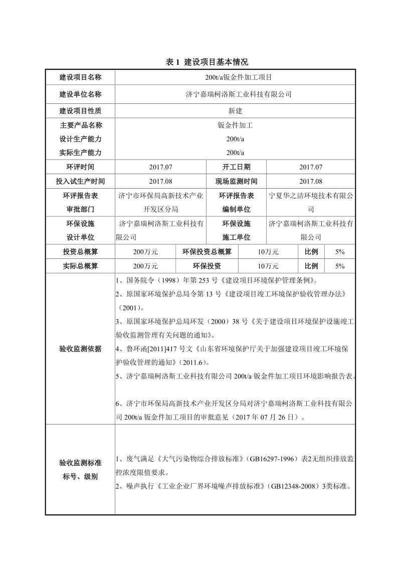 产200t钣金件加工项目竣工环境保护验收监测报告表.doc_第3页