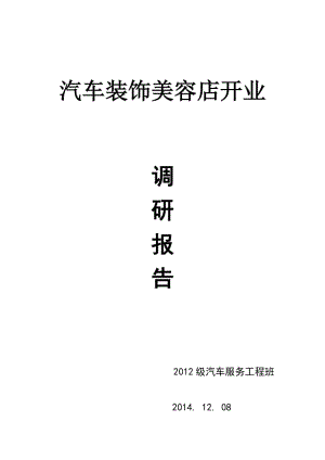 汽車裝飾與美容開業(yè)調(diào)研報告.doc