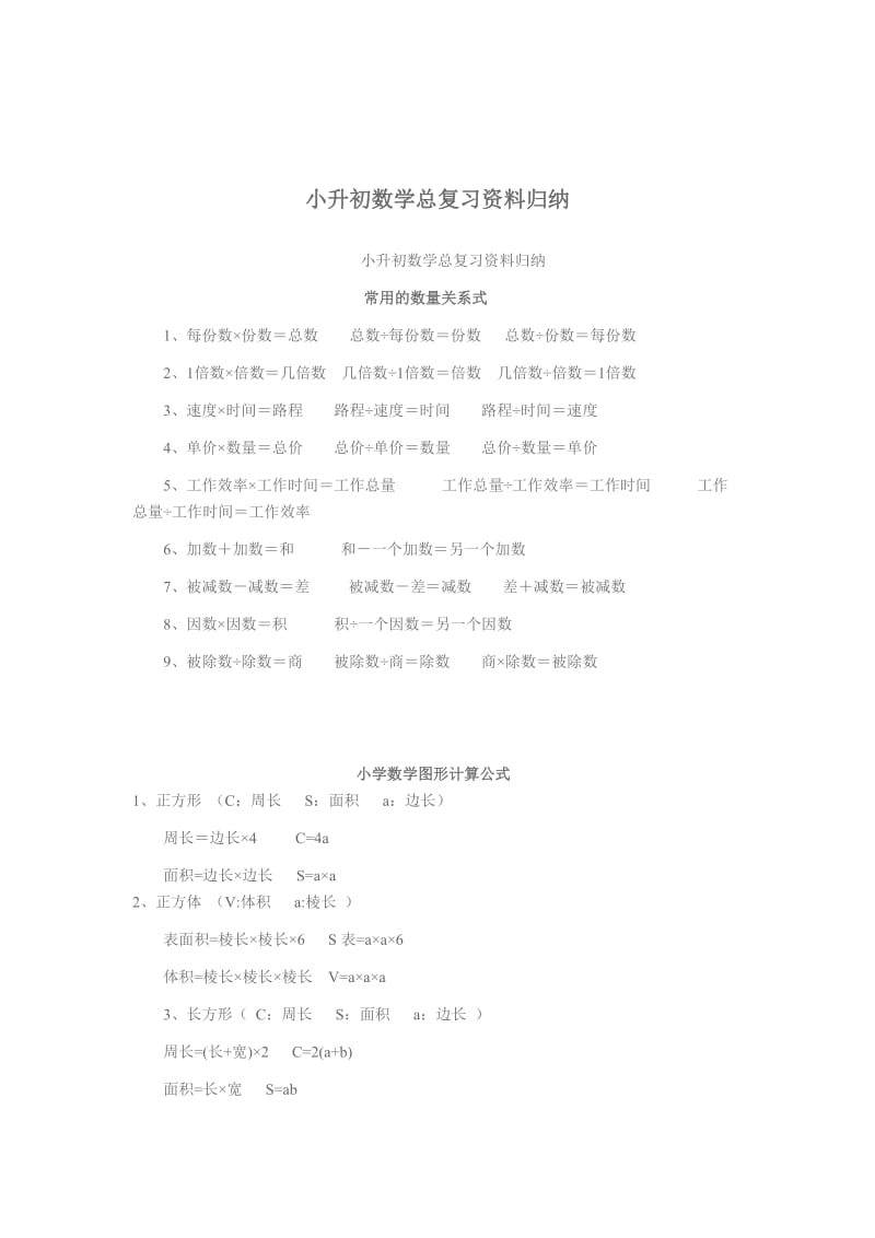 小升初数学总复习资料归纳.doc_第1页