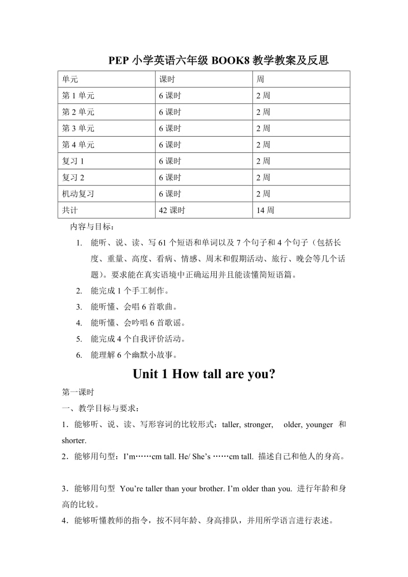 PEP小学英语六年级下册全册教案.doc_第1页