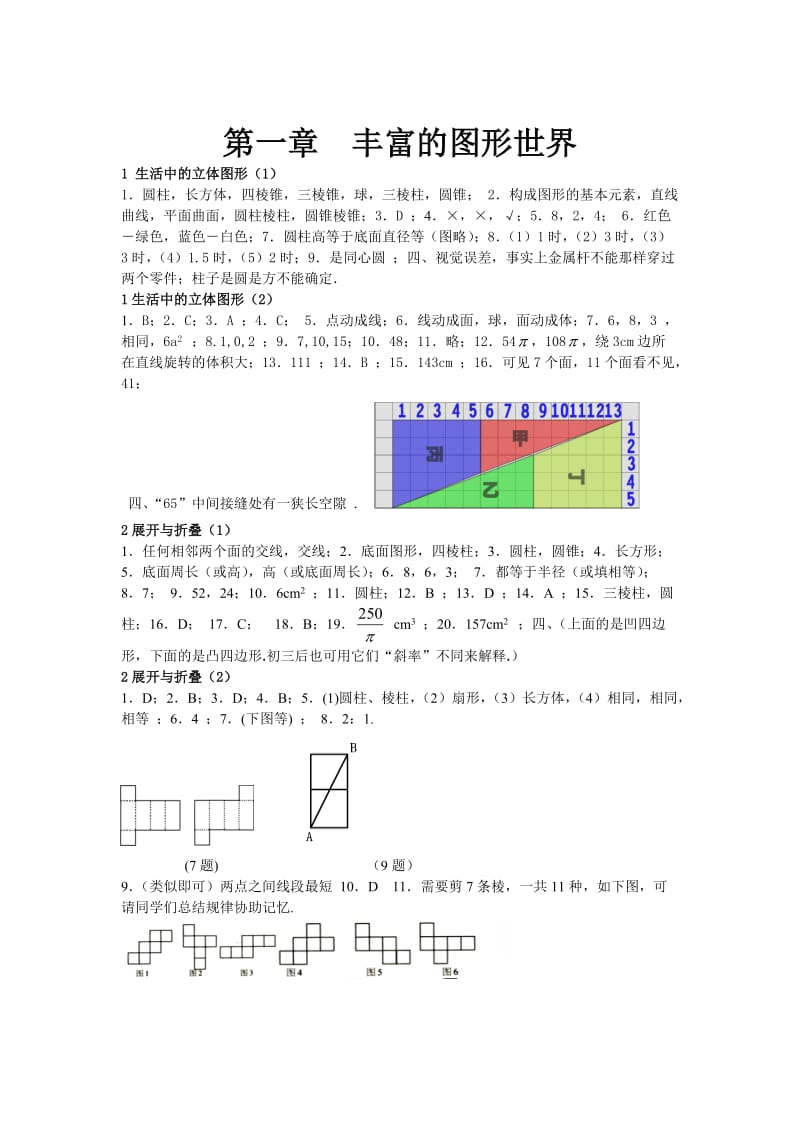 数学七年级上资源与评价答案.doc_第1页