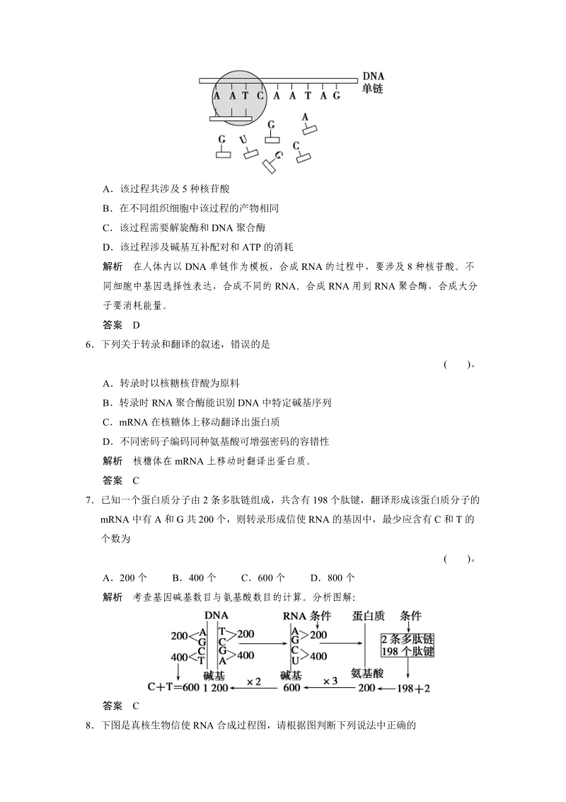 2013-2014高中生物 3.2.2 基因的表达规范训练 中图版必修.doc_第3页