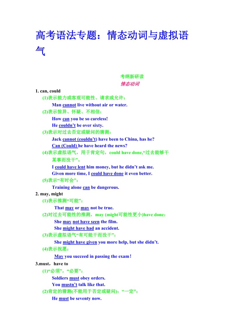 2011年高考英语语法复习教案-情态动词与虚拟语气.doc_第1页