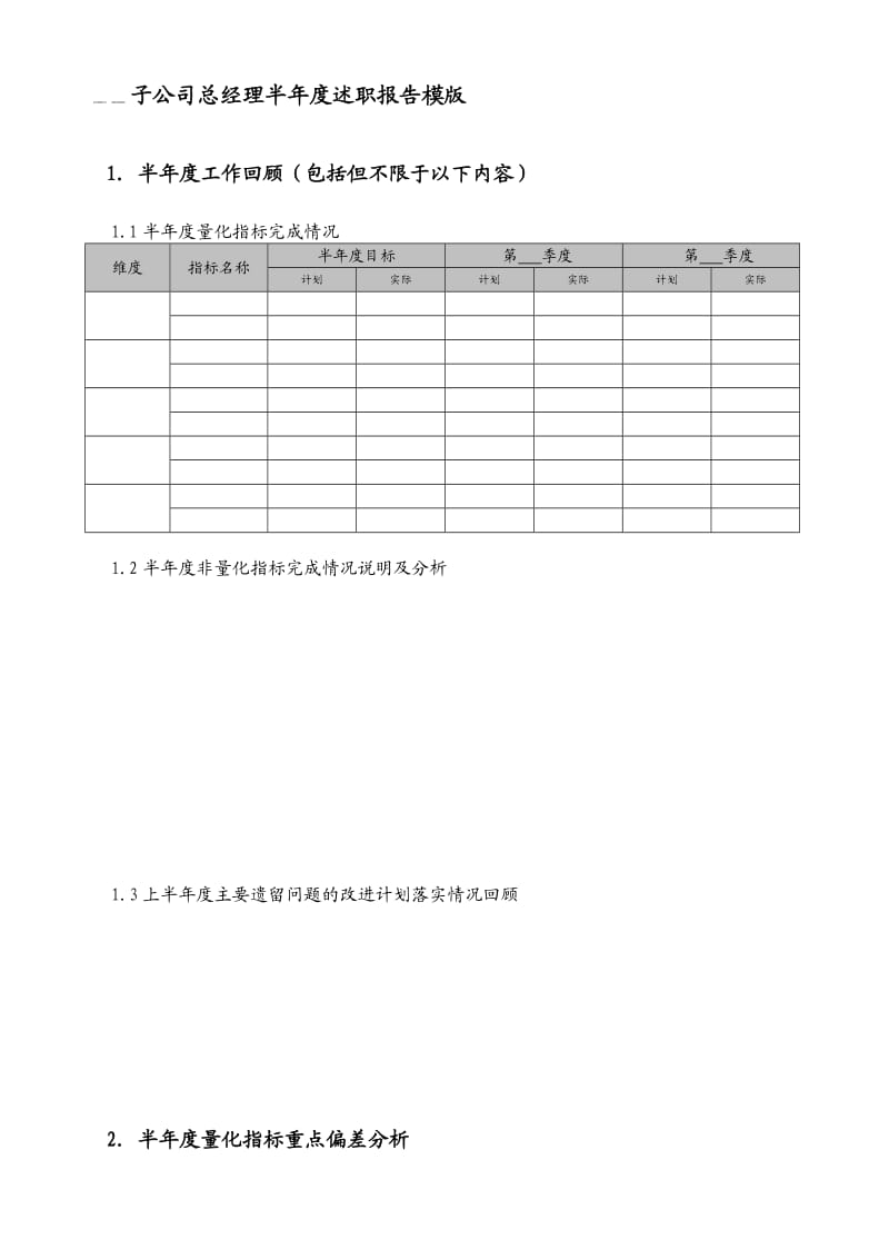 华彩-三鼎控股-三鼎织造子公司总经理半年度述职报告模版(921).doc_第1页