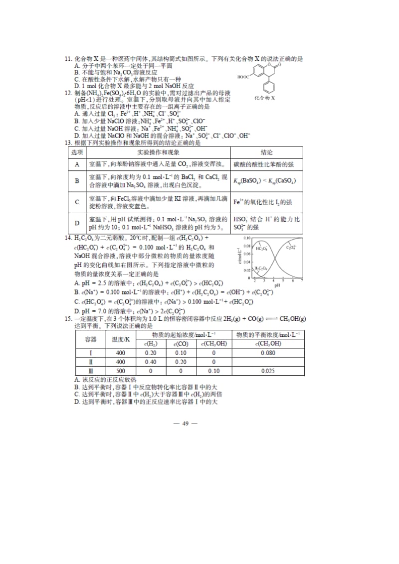 江苏高考化学试题及答案.doc_第3页