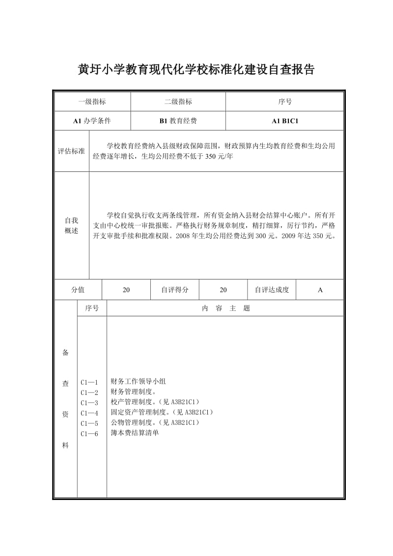 小学教育现代化学校标准化建设自查报告.doc_第1页