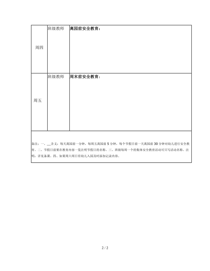 幼儿园安全教育记录表.doc_第2页