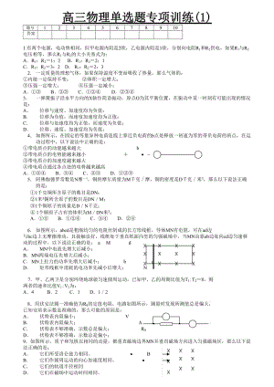 高三物理单选题专项训练(1).doc