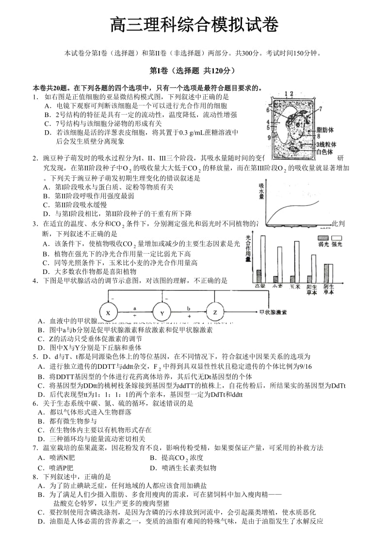 高三理科综合模拟试卷.doc_第1页