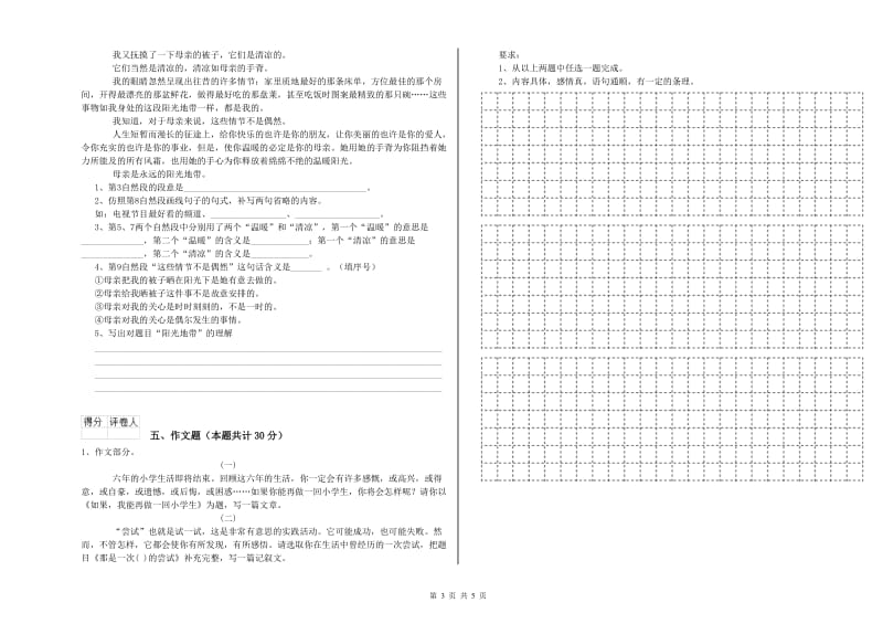 福建省重点小学小升初语文考前检测试题B卷 含答案.doc_第3页