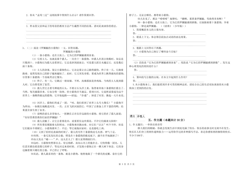 湖南省小升初语文模拟考试试卷C卷 附答案.doc_第3页