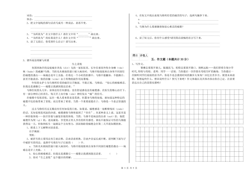 漳州市重点小学小升初语文综合检测试题 附答案.doc_第3页