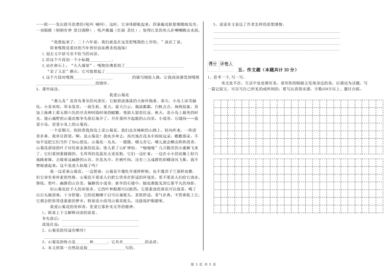 福建省小升初语文综合练习试卷C卷 附答案.doc_第3页