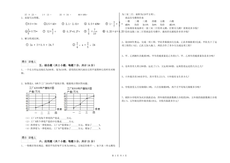 苏州市实验小学六年级数学【下册】过关检测试题 附答案.doc_第2页