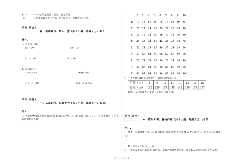 苏教版四年级数学下学期期末考试试题C卷 含答案.doc_第2页