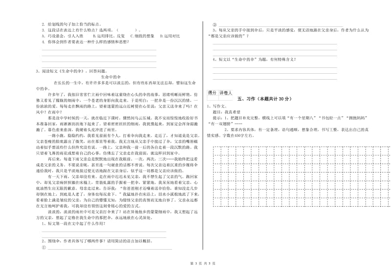 漯河市实验小学六年级语文【上册】提升训练试题 含答案.doc_第3页