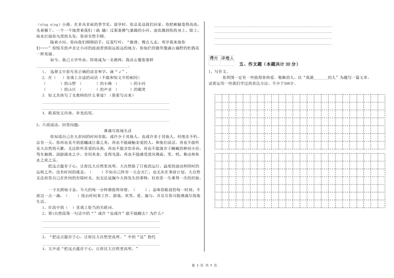 石家庄市重点小学小升初语文强化训练试卷 含答案.doc_第3页