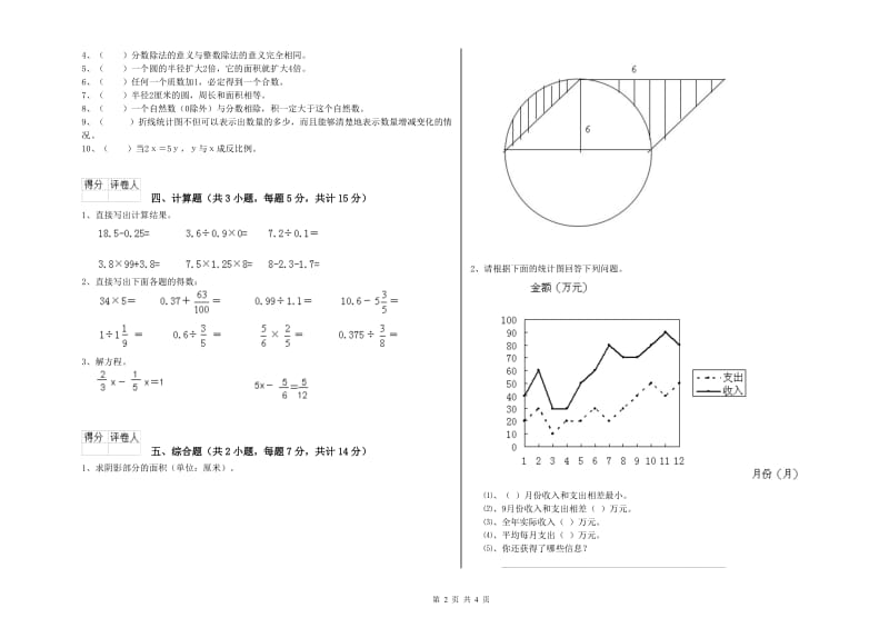 苏教版六年级数学下学期期末考试试卷B卷 附解析.doc_第2页