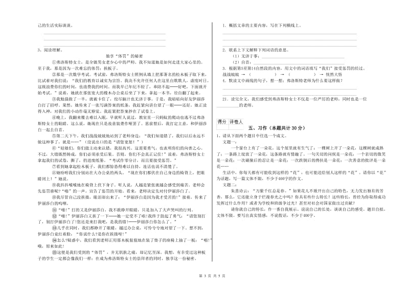 湘教版六年级语文上学期全真模拟考试试题A卷 含答案.doc_第3页