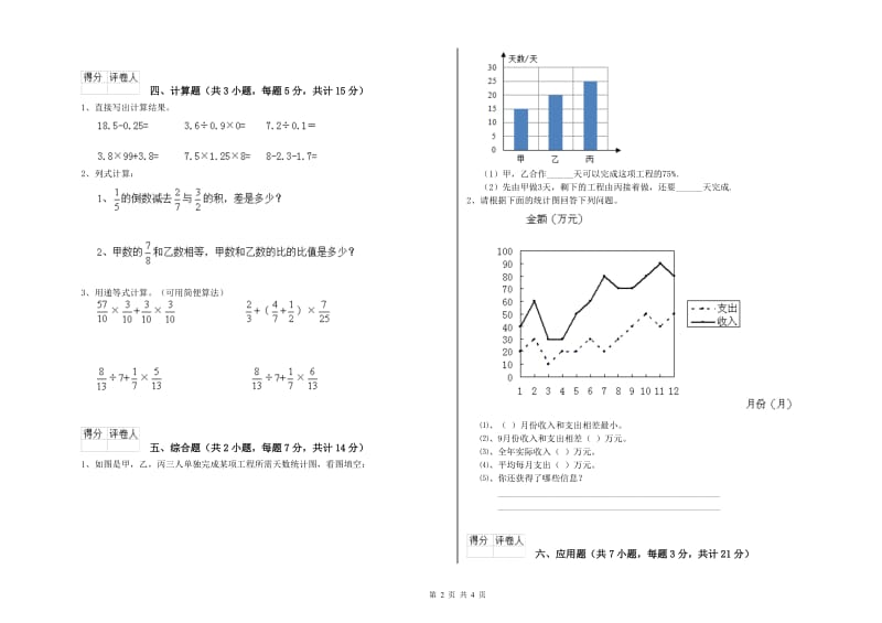 福州市实验小学六年级数学上学期每周一练试题 附答案.doc_第2页