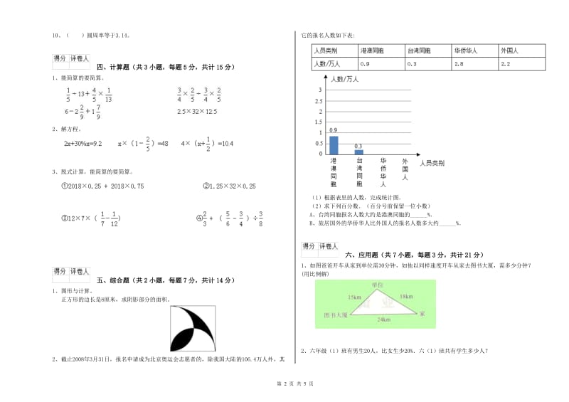 眉山市实验小学六年级数学【下册】综合检测试题 附答案.doc_第2页