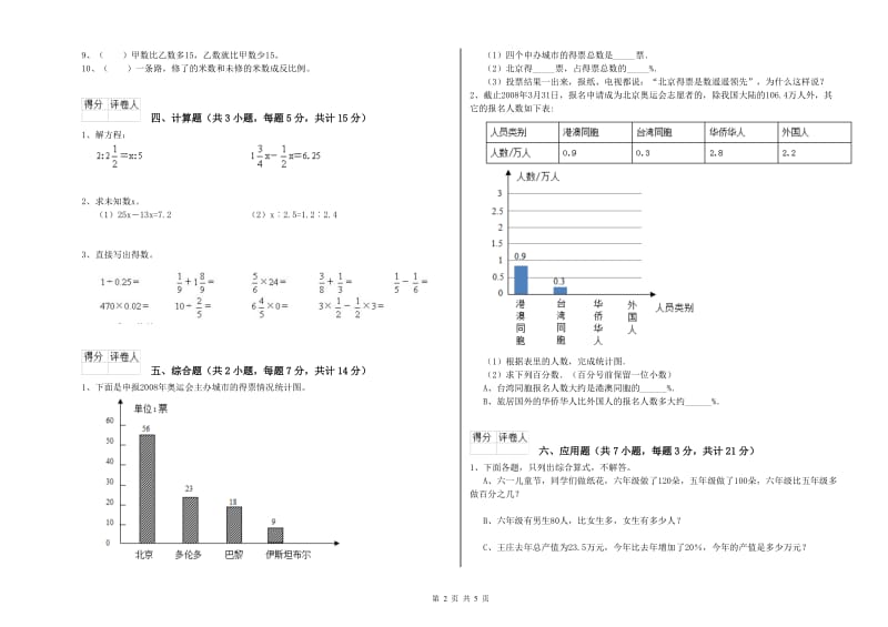 盐城市实验小学六年级数学上学期综合检测试题 附答案.doc_第2页