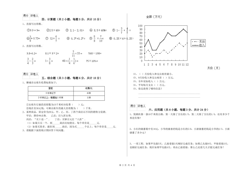 甘肃省2019年小升初数学能力提升试卷A卷 含答案.doc_第2页