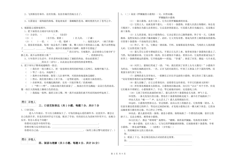 湖南省小升初语文提升训练试卷D卷 含答案.doc_第2页