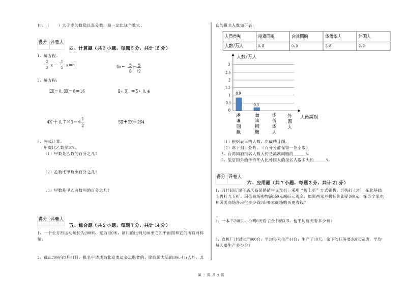 白城市实验小学六年级数学【上册】综合检测试题 附答案.doc_第2页