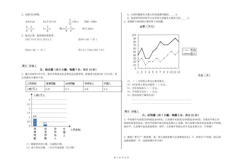 濮阳市实验小学六年级数学【下册】综合检测试题 附答案.doc_第2页