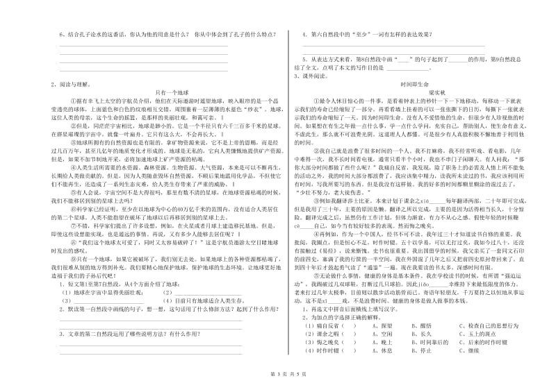 湖南省小升初语文强化训练试卷C卷 含答案.doc_第3页