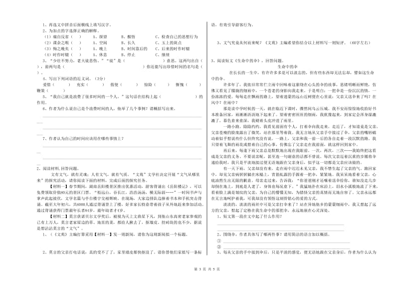 荆州市重点小学小升初语文综合练习试题 含答案.doc_第3页