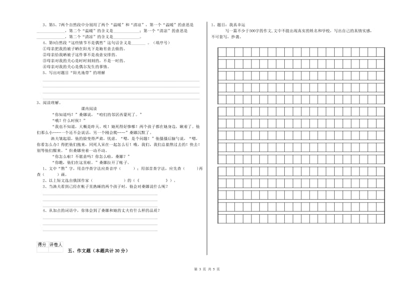 盘锦市重点小学小升初语文能力提升试卷 含答案.doc_第3页