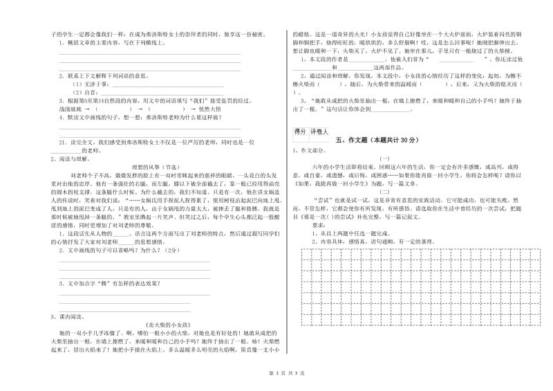 湖州市重点小学小升初语文能力提升试卷 含答案.doc_第3页