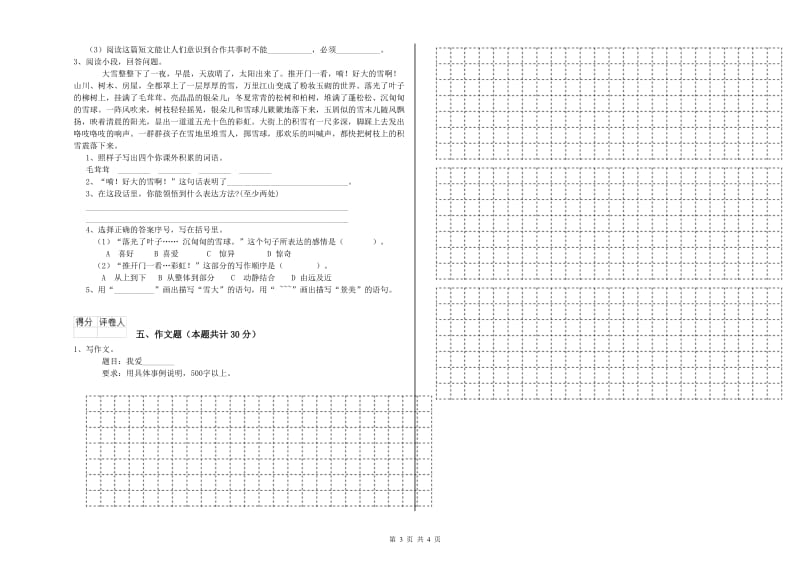 盐城市重点小学小升初语文提升训练试卷 含答案.doc_第3页