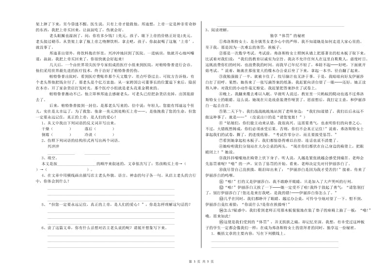 玉林市实验小学六年级语文【下册】强化训练试题 含答案.doc_第3页