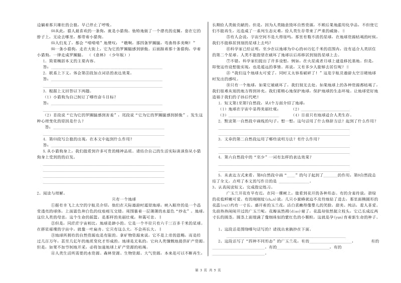 福建省小升初语文模拟考试试题D卷 附答案.doc_第3页