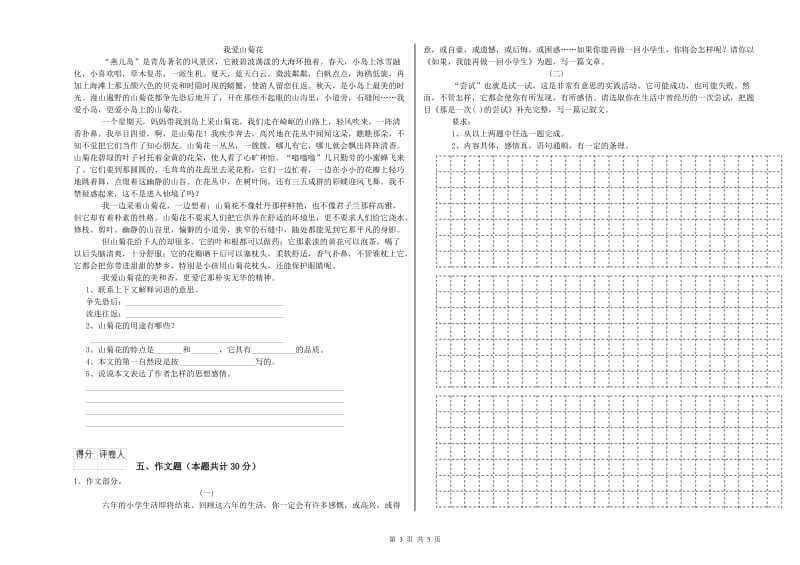 甘肃省重点小学小升初语文强化训练试题B卷 附答案.doc_第3页