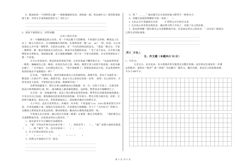 湖南省重点小学小升初语文考前检测试题 附答案.doc_第3页