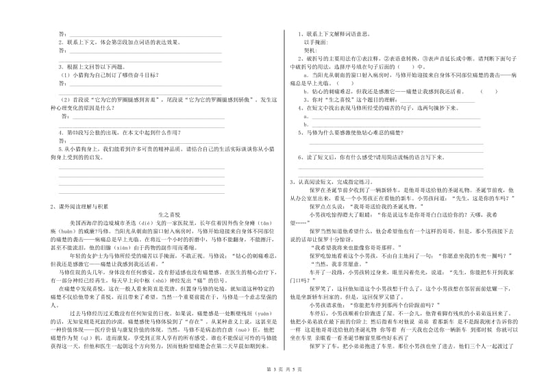 湖北省小升初语文自我检测试题 含答案.doc_第3页