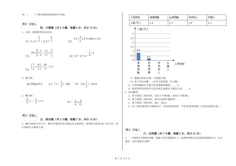 盐城市实验小学六年级数学下学期强化训练试题 附答案.doc_第2页