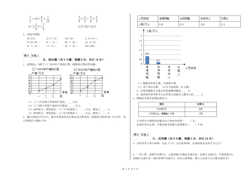 福建省2020年小升初数学能力提升试卷A卷 附解析.doc_第2页