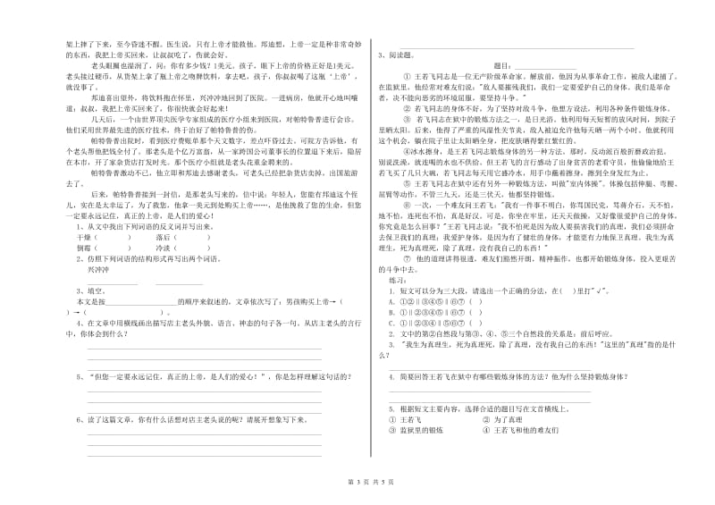 舟山市重点小学小升初语文提升训练试卷 含答案.doc_第3页