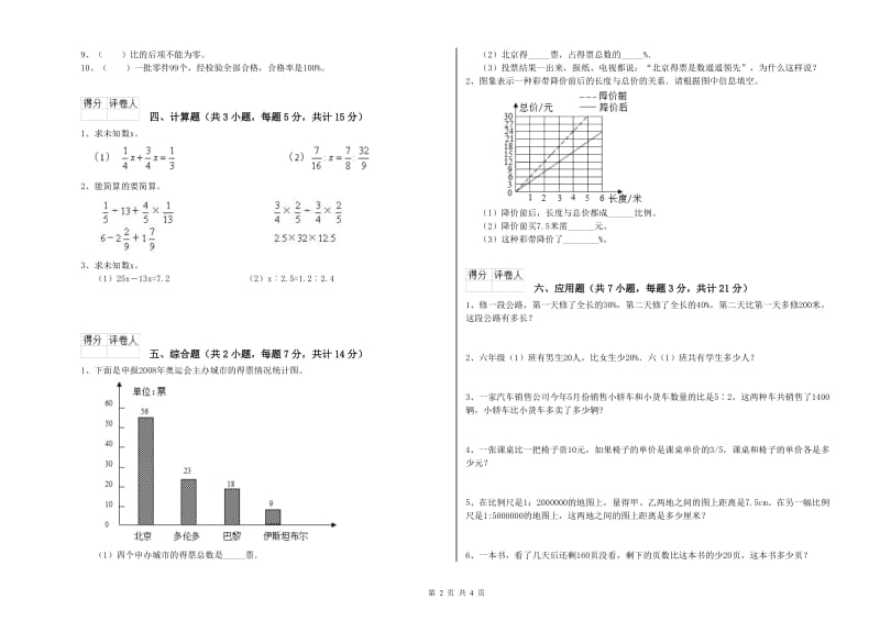 湘教版六年级数学下学期期中考试试题D卷 附答案.doc_第2页