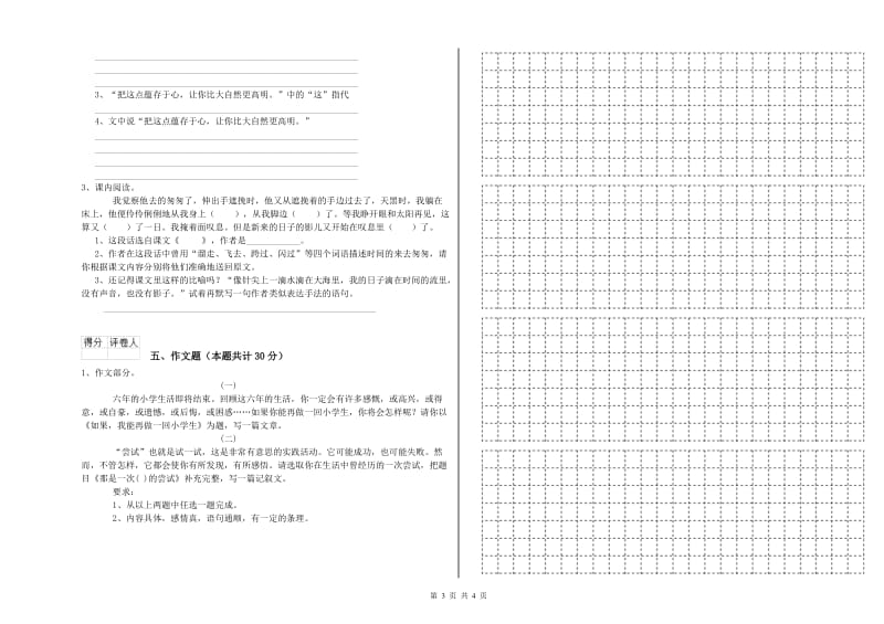 渭南市重点小学小升初语文每日一练试卷 附答案.doc_第3页