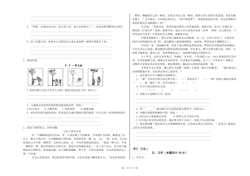 漯河市实验小学六年级语文【下册】考前练习试题 含答案.doc_第3页