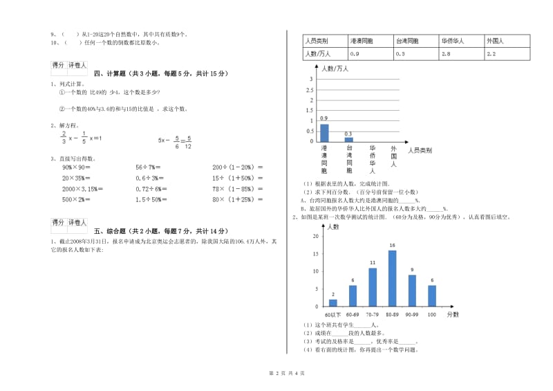 玉林市实验小学六年级数学【下册】期末考试试题 附答案.doc_第2页