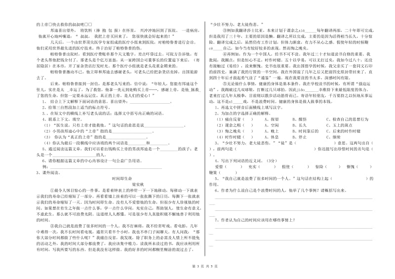 牡丹江市重点小学小升初语文能力提升试卷 含答案.doc_第3页